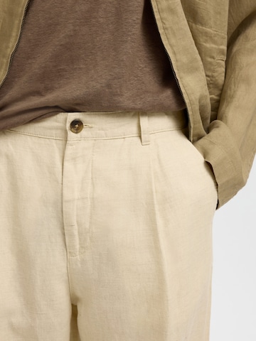 SELECTED Loosefit Bandplooibroek in Wit