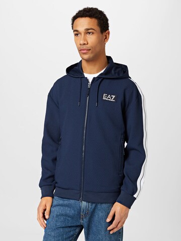 EA7 Emporio Armani - Sudadera con cremallera en azul: frente