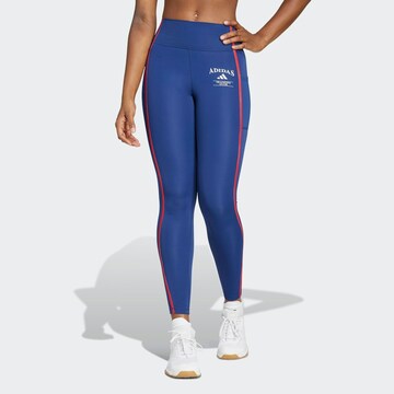ADIDAS PERFORMANCE Skinny Sports trousers 'Optime Heritage' in Blue: front