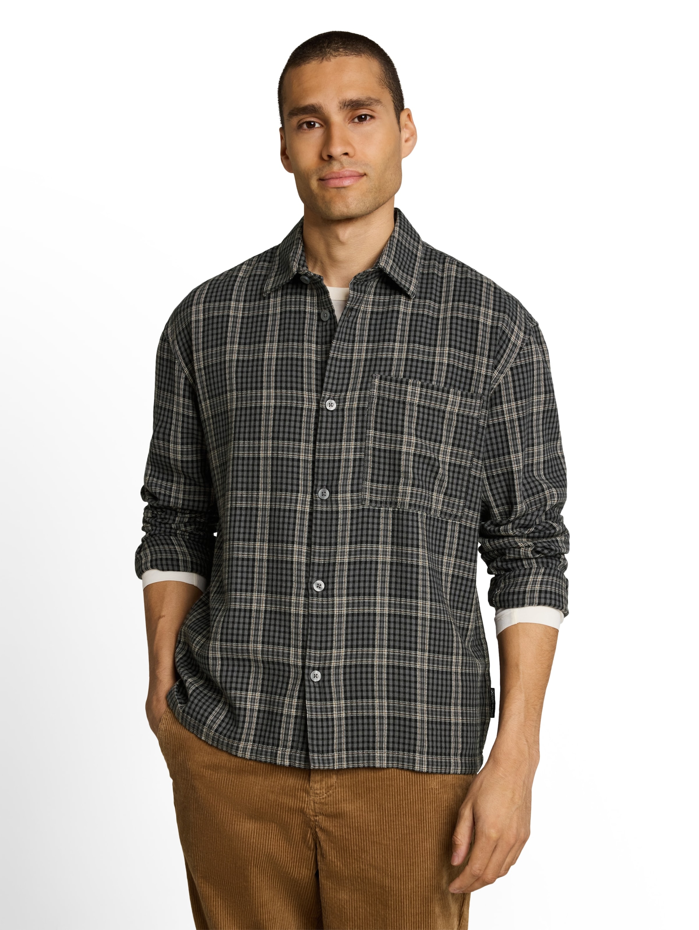 TOM TAILOR DENIM - Ajuste regular Camisa en gris: frente