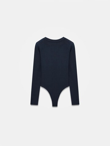 Dilvin Shirt Bodysuit in Blue