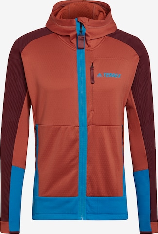 ADIDAS TERREX Athletic Fleece Jacket 'Tech Flooce' in Brown: front