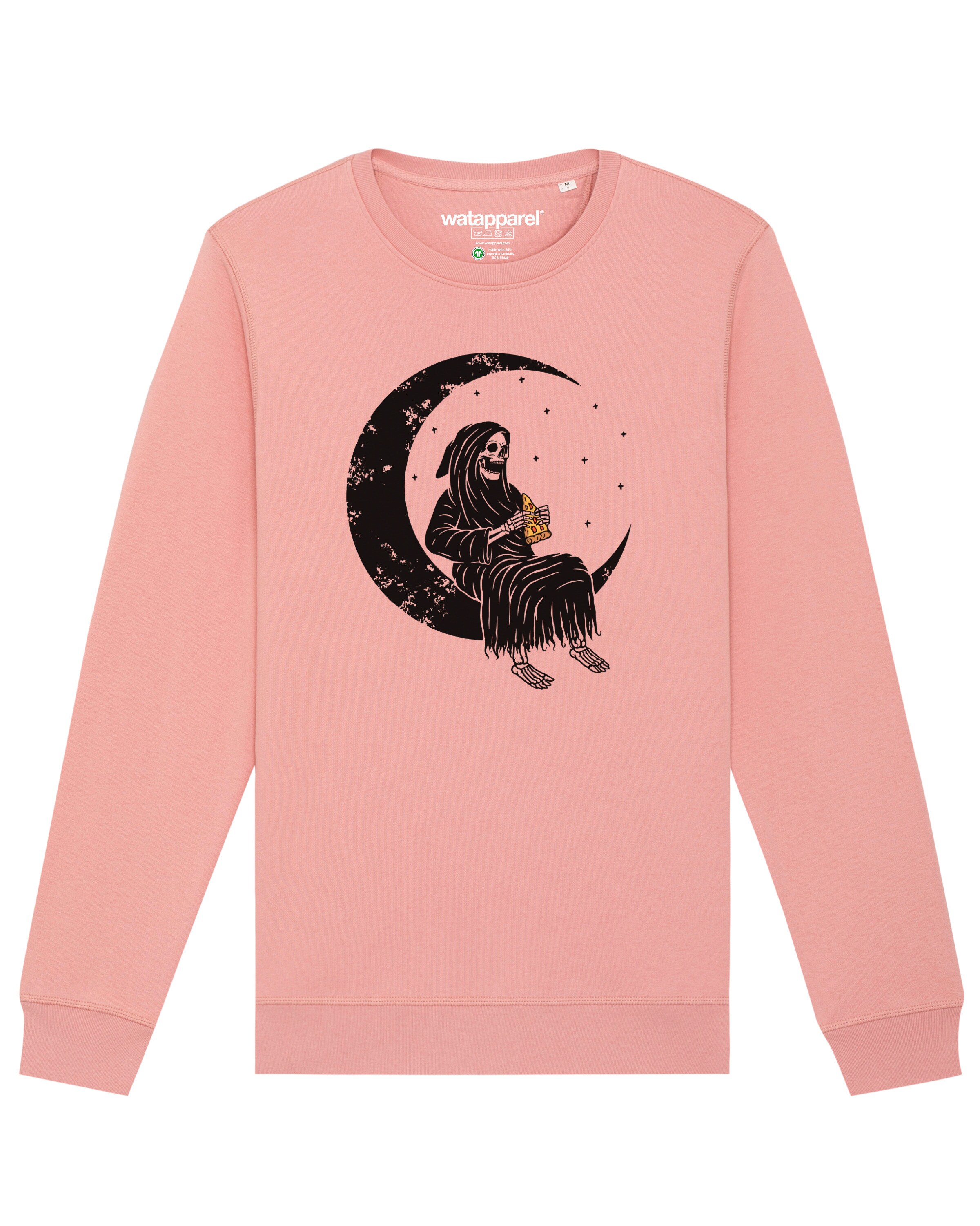 Sweat-shirt ' Pizza for life ' Watapparel en rose : devant