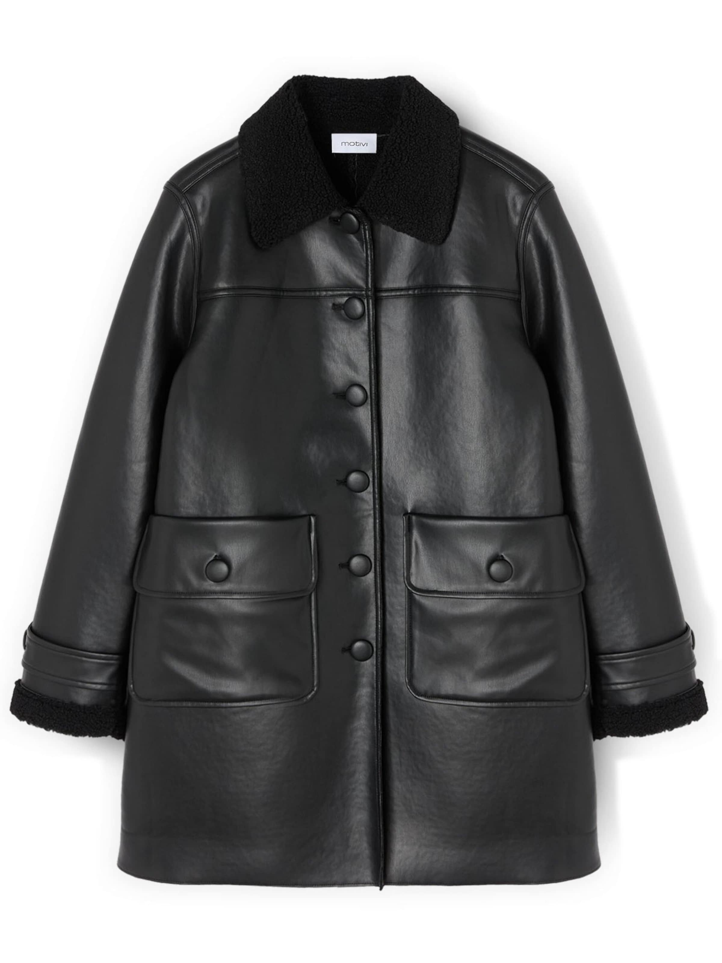 MOTIVI Wintermantel in Zwart: voorkant