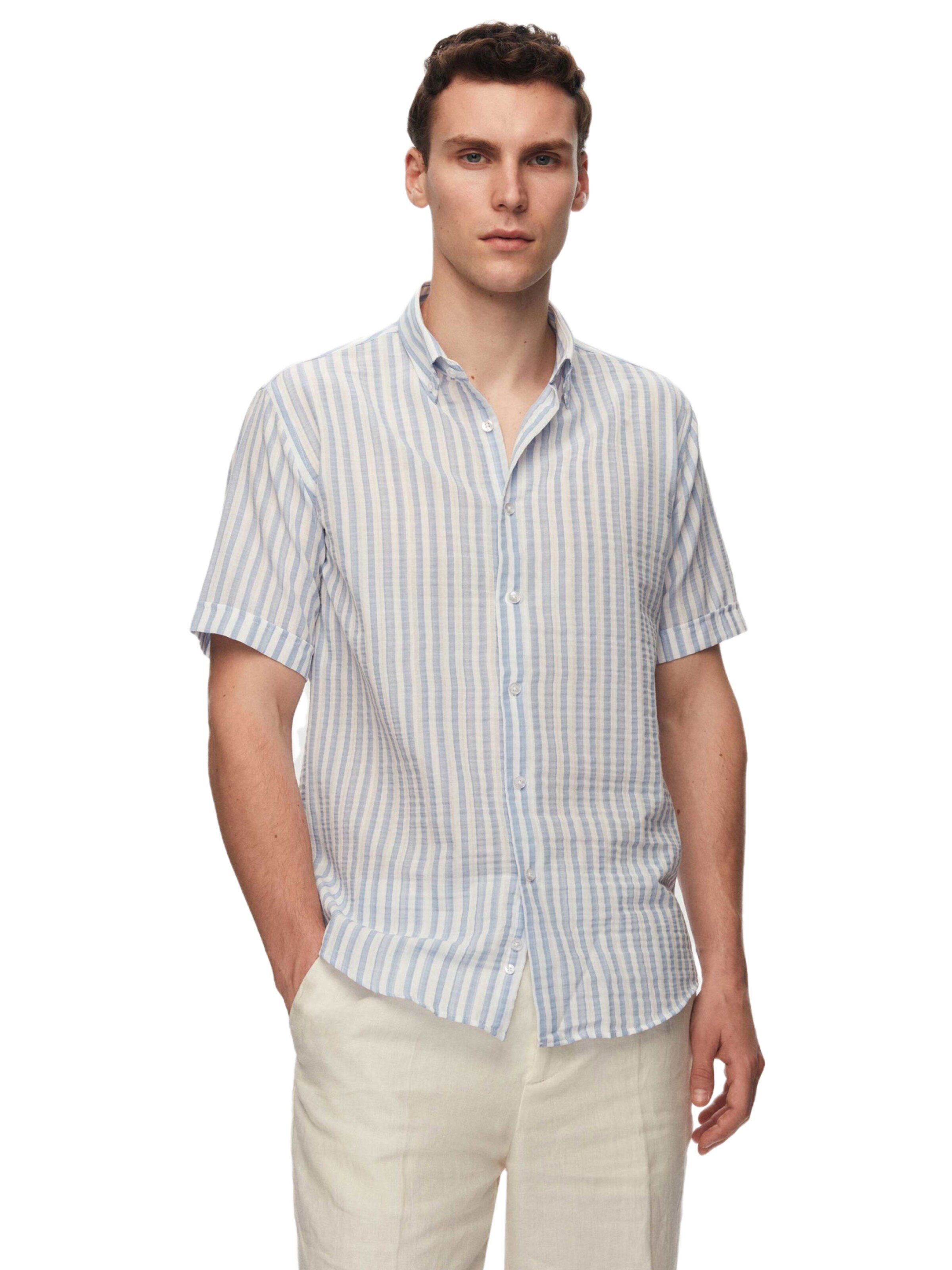 D’S Damat Regular fit Button Up Shirt in Blue: front