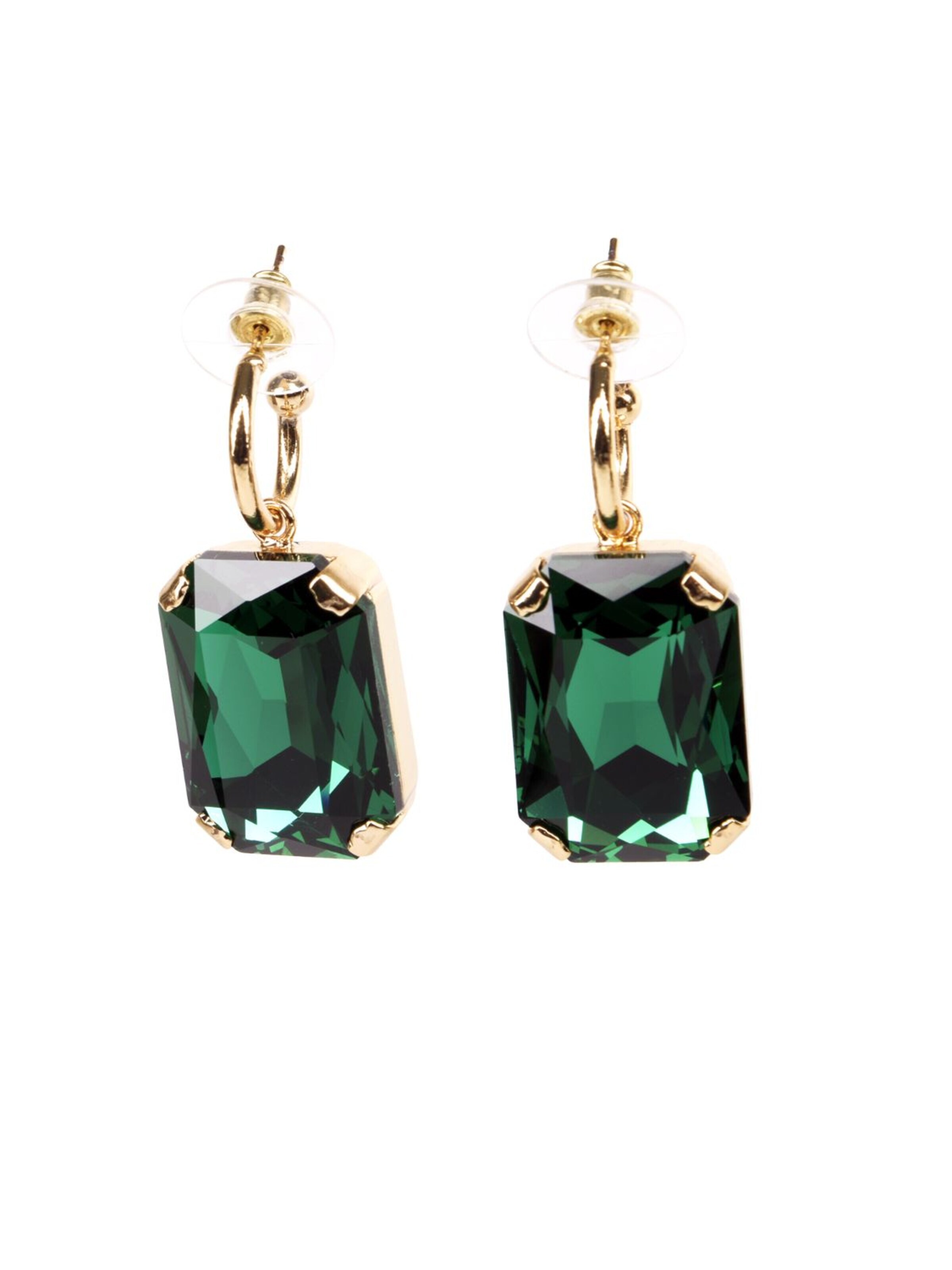 Addicted2 - Brincos 'Noemi orecchini placcati oro con cristallo Swarovski color smeraldo' em ouro