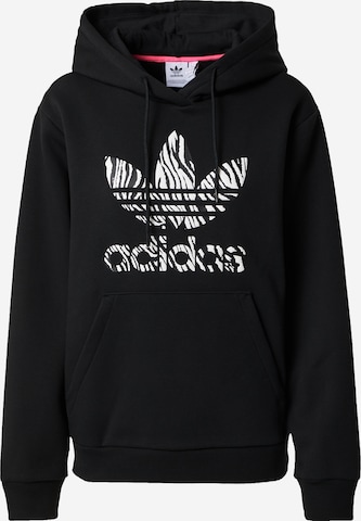 ADIDAS ORIGINALS Sweatshirt 'Zebra Animal Print Infill' in Black: front