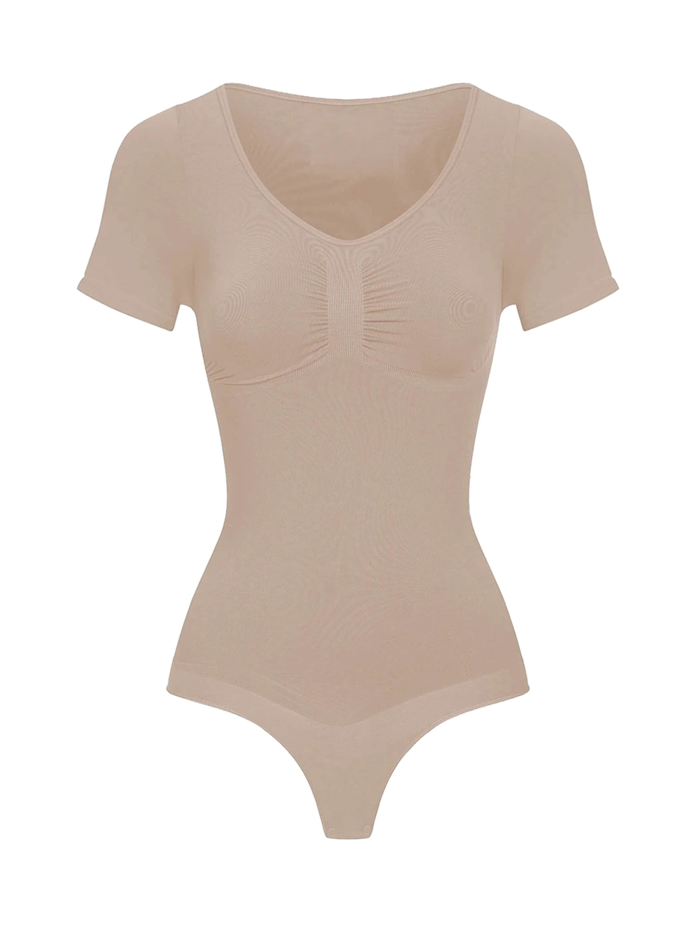 cfab Shapingbody 'T-Shirt Bodysuit Sculpting Shapewear mit String' in Beige: voorkant