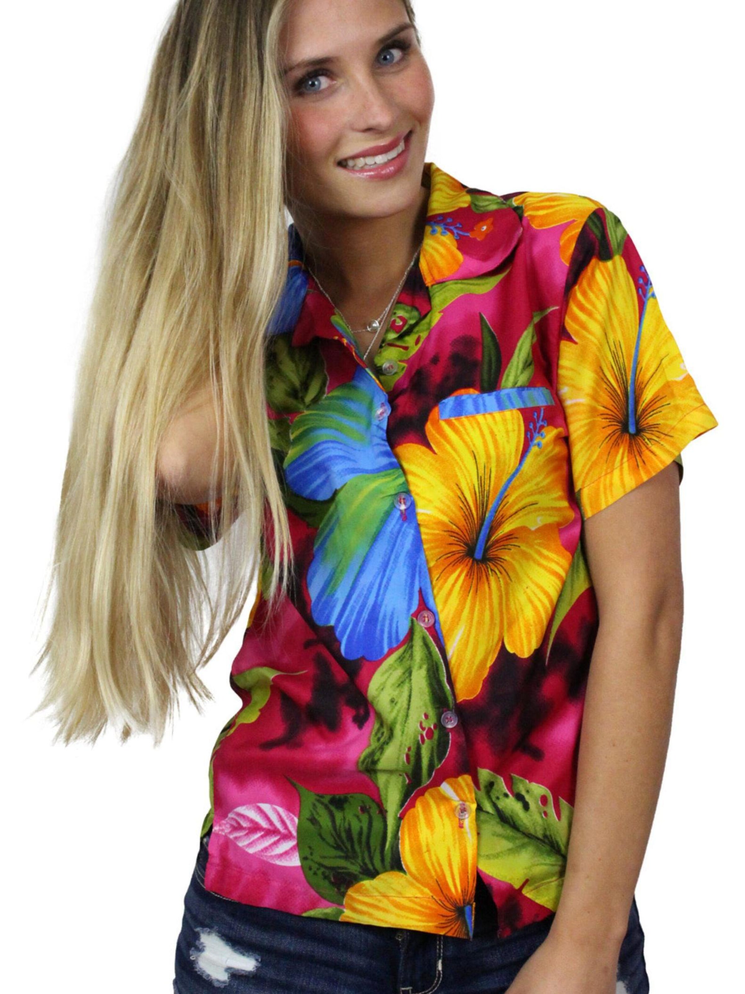 King Kameha Blouse 'Big Flower' in Pink