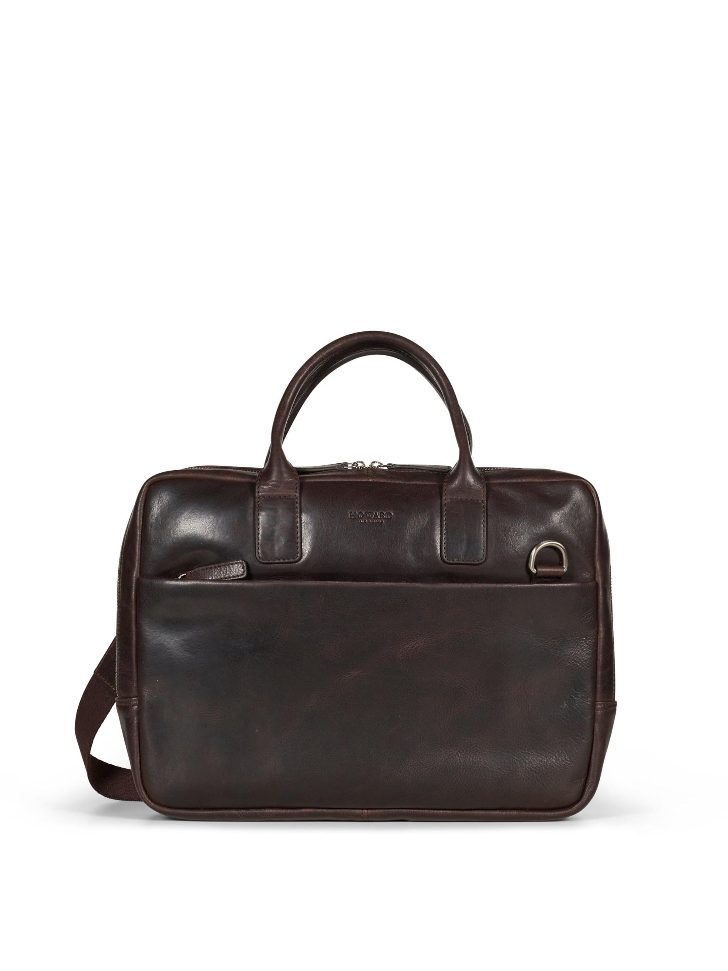 Howard London - Bolsa para portátil 'Laptop Bag Stanley Dark Brown' en marrón: frente
