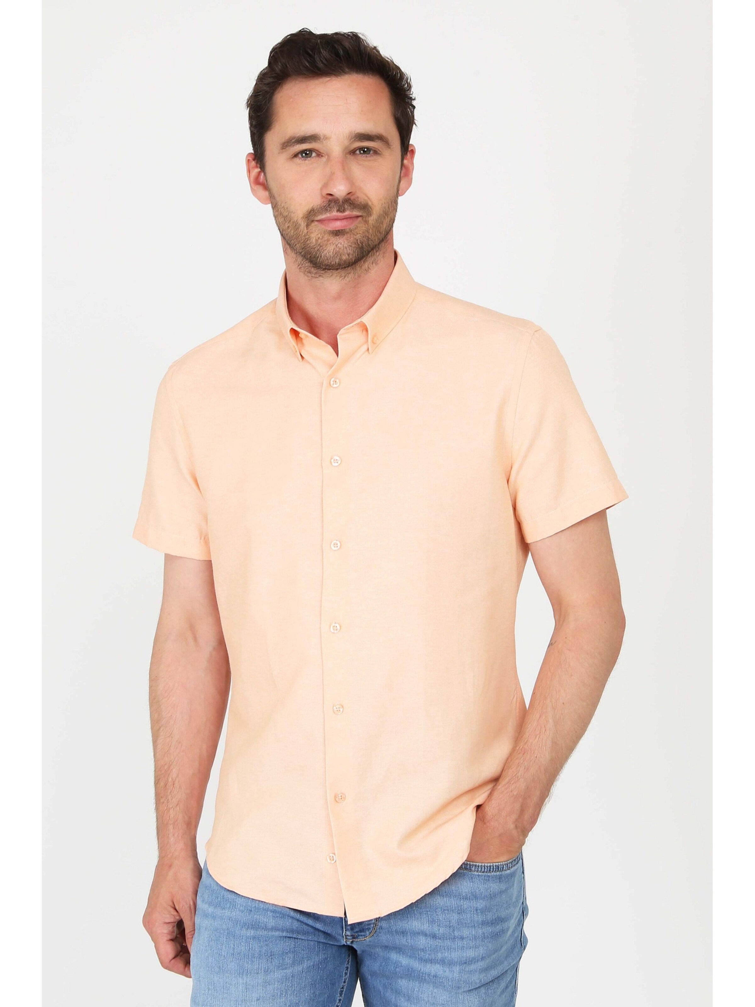 Suitable Regular fit Button Up Shirt in Orange