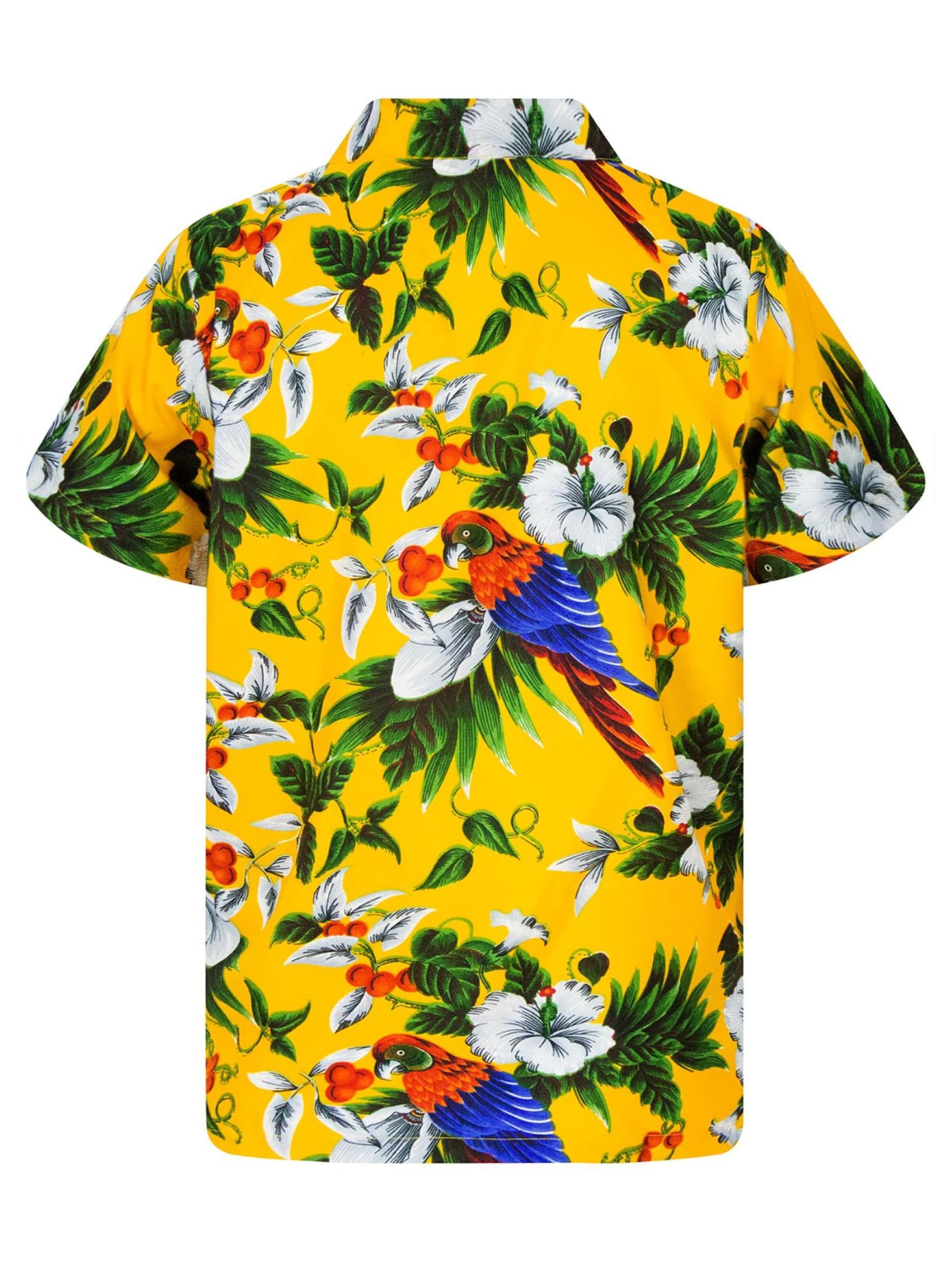 King Kameha Shirt 'Cherryparrot' in Geel