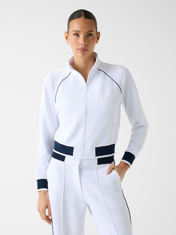 GUESS Zip-Up Hoodie in White: front