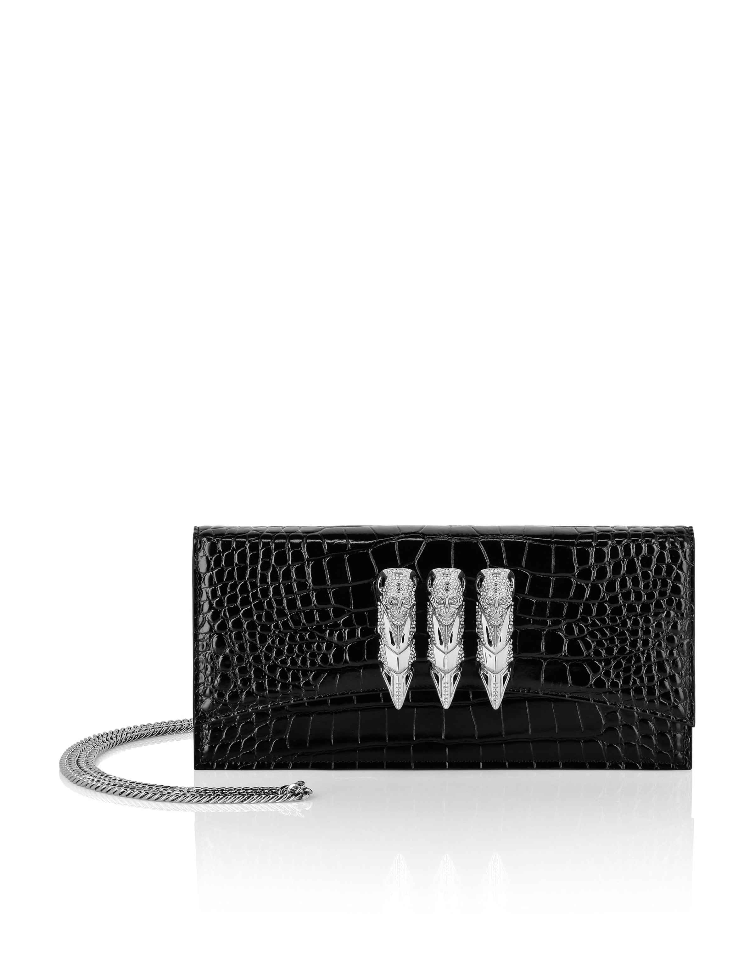 Pochette 'Skull' di Philipp Plein in nero: frontale
