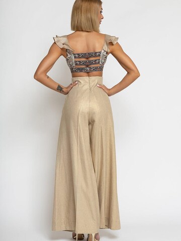 JIORO Wide leg Pants 'ESSENTIALS' in Beige