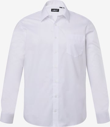 Men Plus Button Up Shirt in White: front