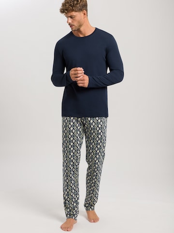 Hanro Long Pajamas ' Night & Day ' in Blue: front