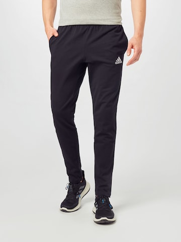 ADIDAS SPORTSWEAR Slim fit Sports trousers 'Essentials Tapered' in Black: front