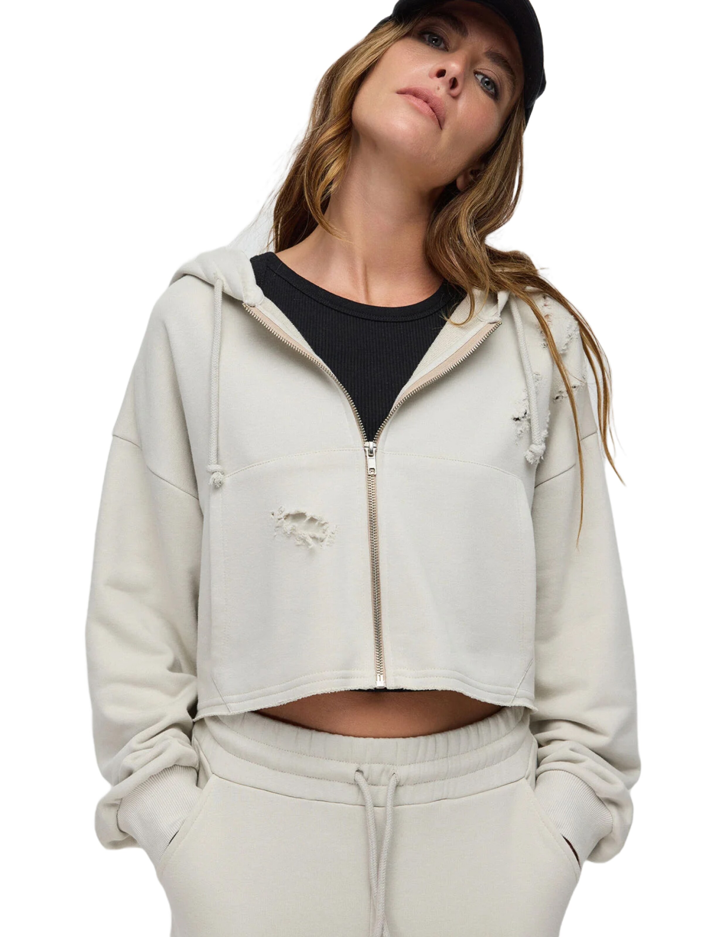 Veste de survêtement No Matter What en beige : devant