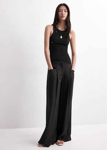 MANGO Wide leg Pleat-Front Pants 'ABEL' in Black