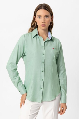 DENIM CULTURE Blouse 'NIHAN' in Groen: voorkant