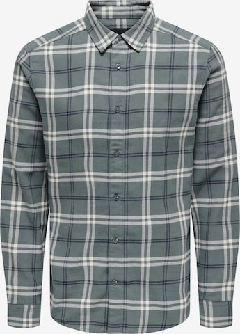 Only & Sons Button Up Shirt in Green: front