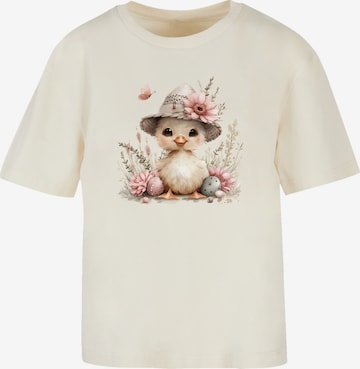 T-shirt 'Süßes Oster Küken mit Hut' F4NT4STIC en beige : devant