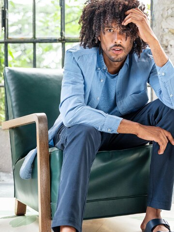 Living Crafts Comfort fit Button Up Shirt 'ROB' in Blue