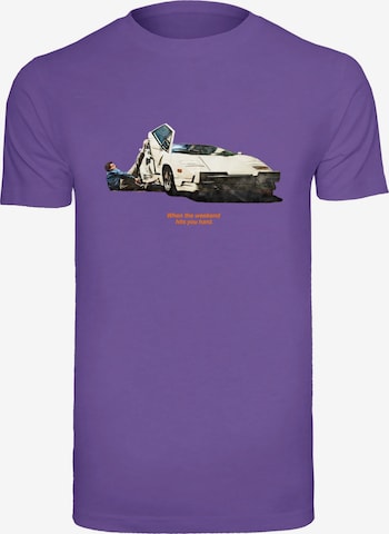 T-Shirt 'Weekend Wolf' Mister Tee en violet : devant