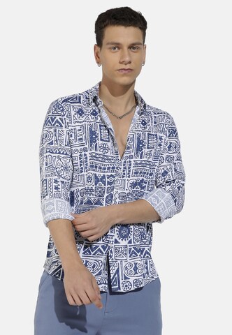 Coupe regular Chemise 'Travis' Campus Sutra en bleu : devant