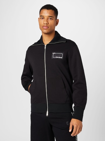 ARMANI EXCHANGE Zip-Up Hoodie in Black: front