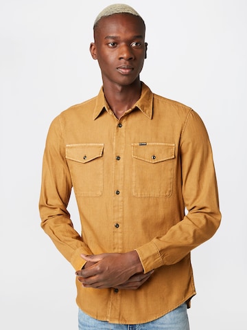 G-Star RAW Slim fit Button Up Shirt 'Marine' in Brown: front