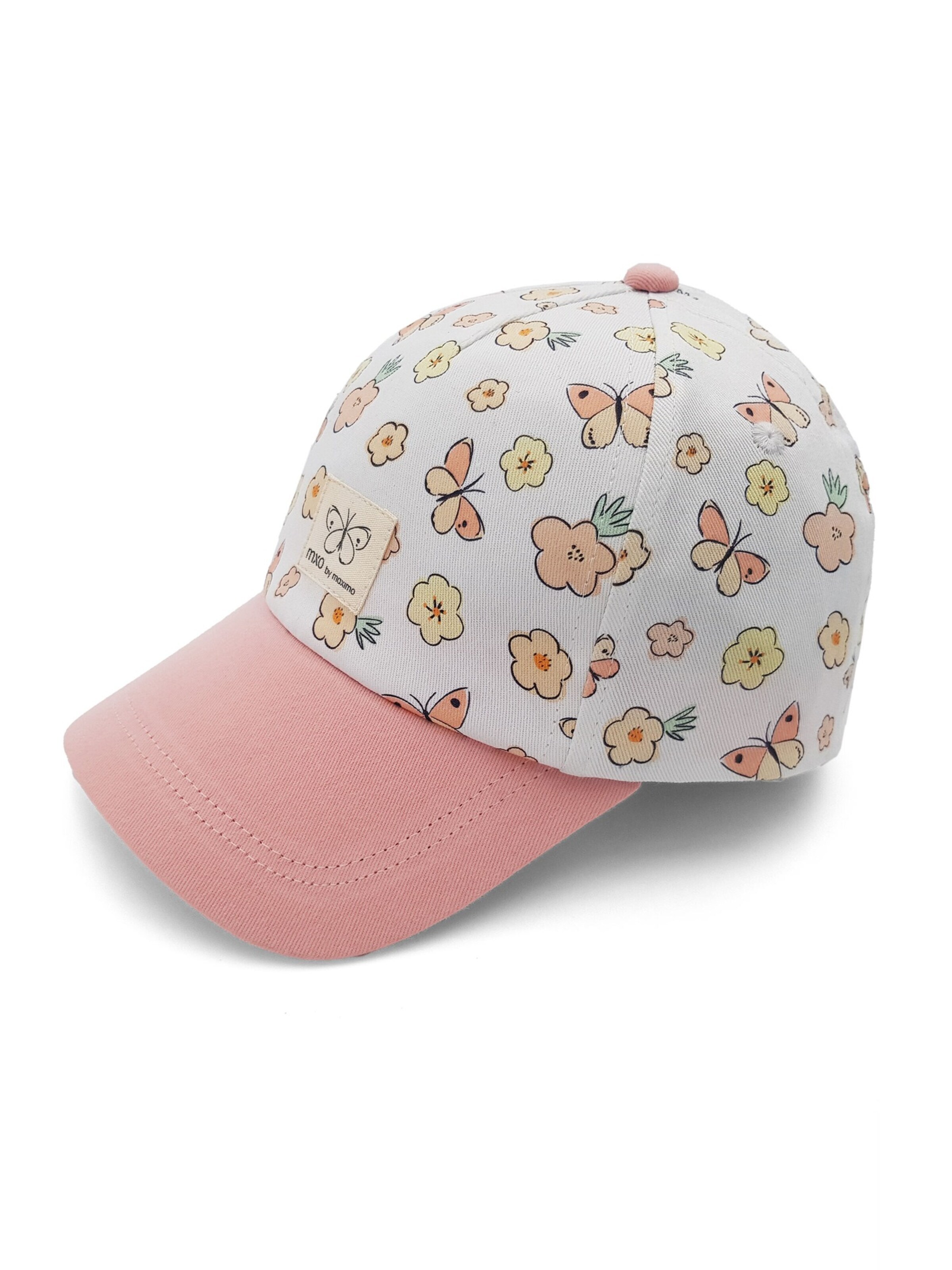MAXIMO Hut 'MINI GIRL-Cap Schmetterlinge Klettverschluß'‌‌‌‌‌‌‌‌ in Weiß: Vorderseite