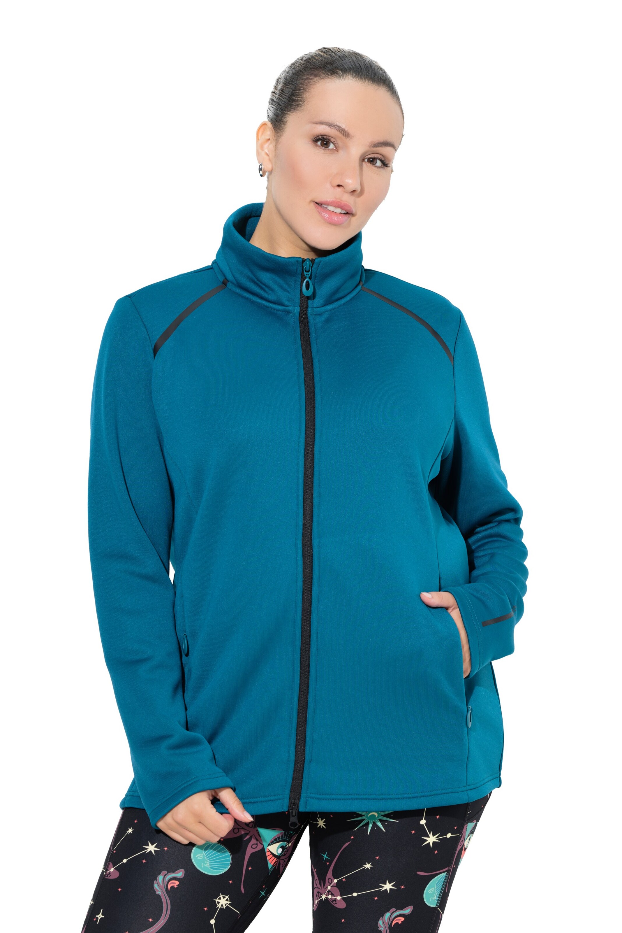 Ulla Popken Sweatvest in Groen: voorkant