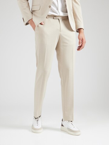 bugatti Slim fit Pleated Pants in Beige: front