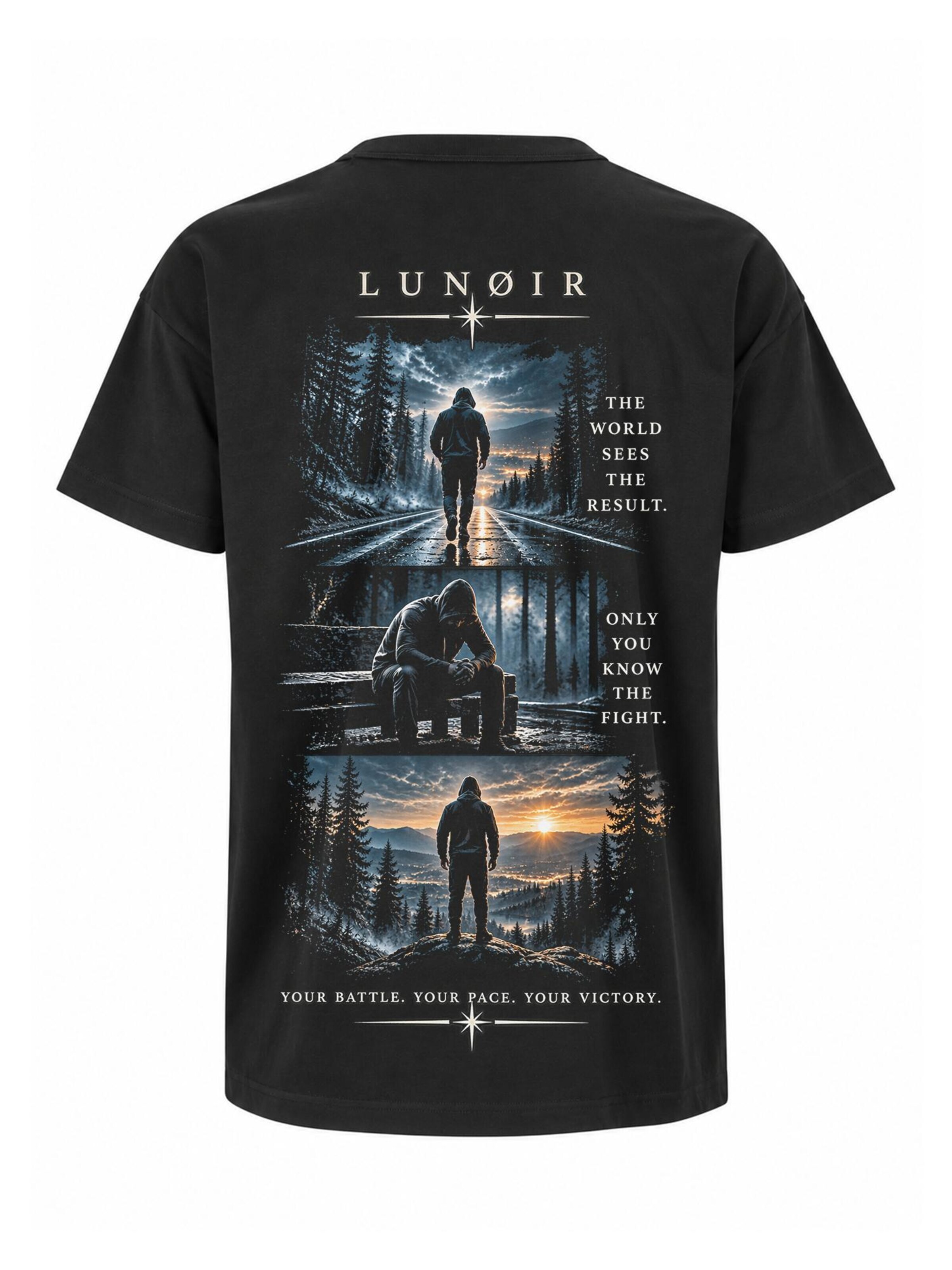 T-Shirt 'Only You Know the Fight' LUNØIR Studio en noir : devant