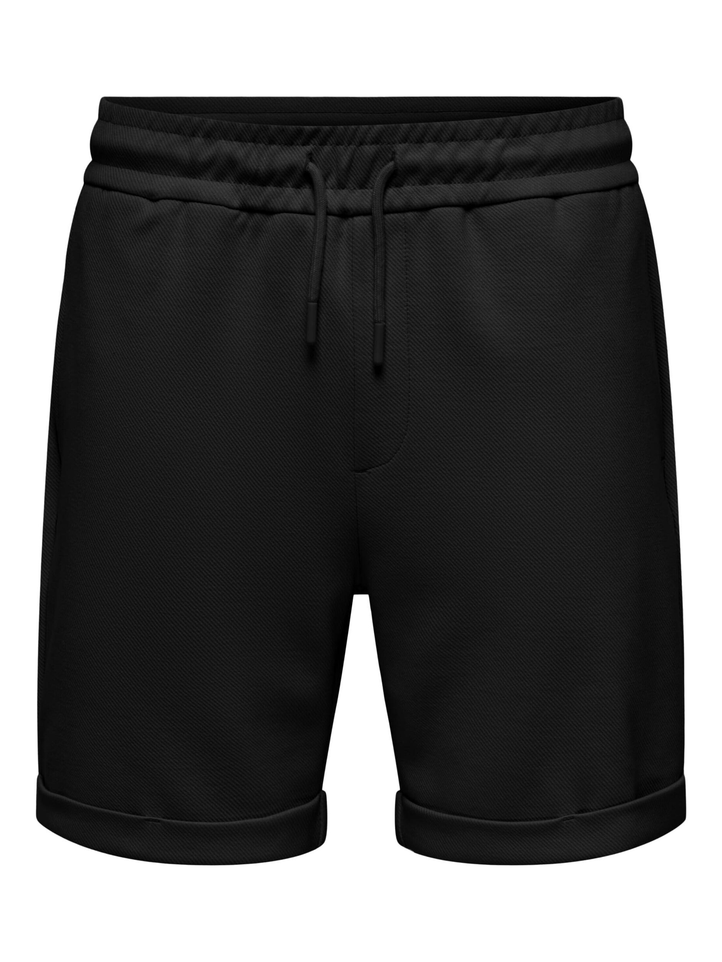 bicoca MODA HOME - Regular Calças de desporto 'Only&Sons bermuda negra de punto ONSNEWKODYL3' em preto: frente