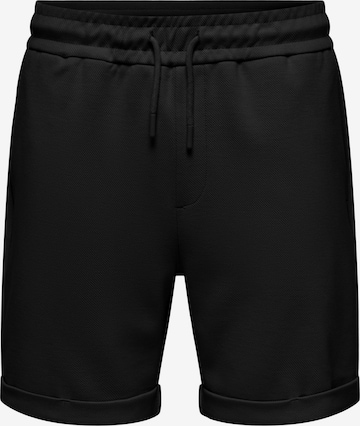 bicoca MODA HOME - Regular Calças de desporto 'Only&Sons bermuda negra de punto ONSNEWKODYL3' em preto: frente