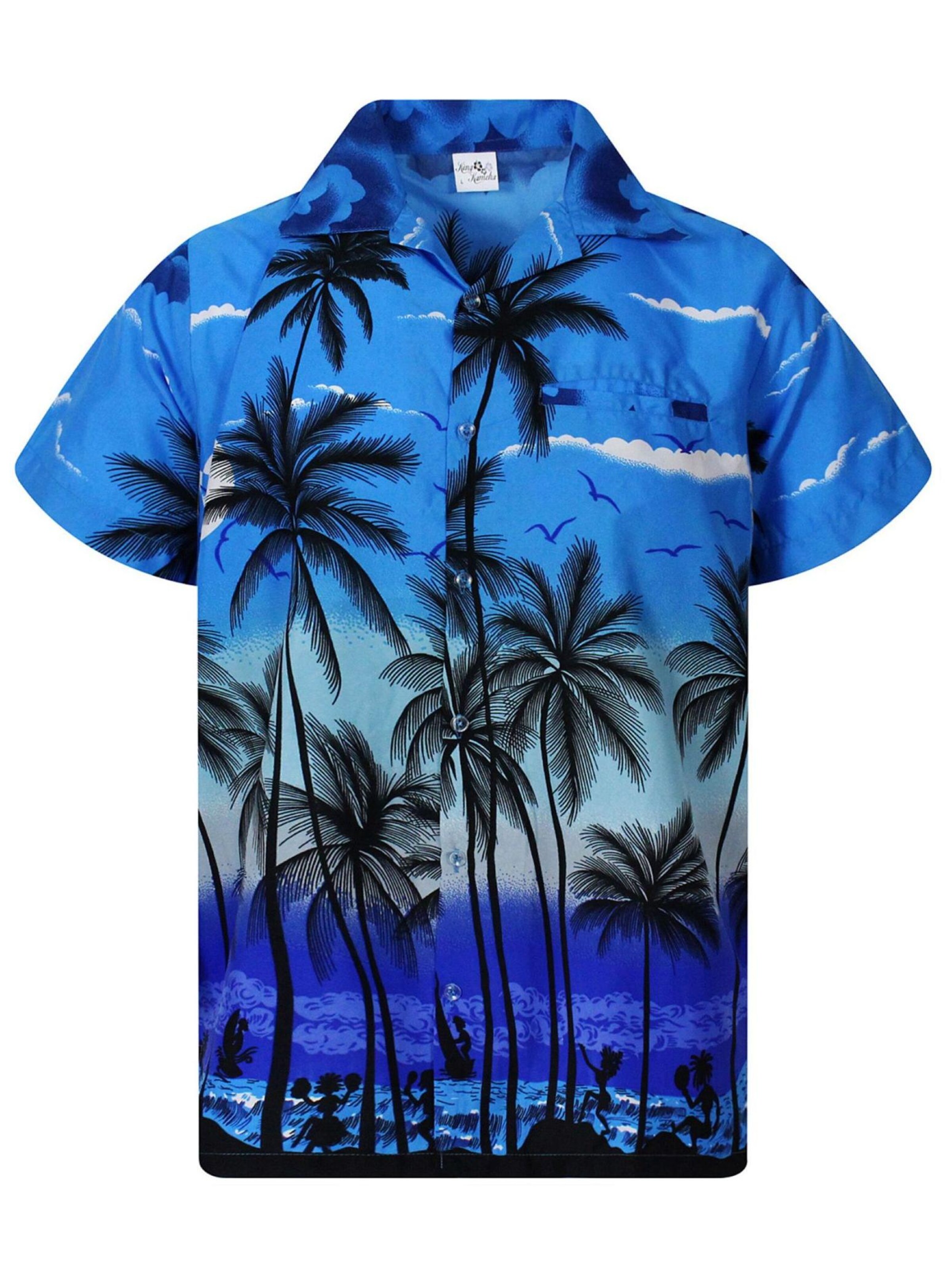 King Kameha Shirt 'Beach' in Blue: front