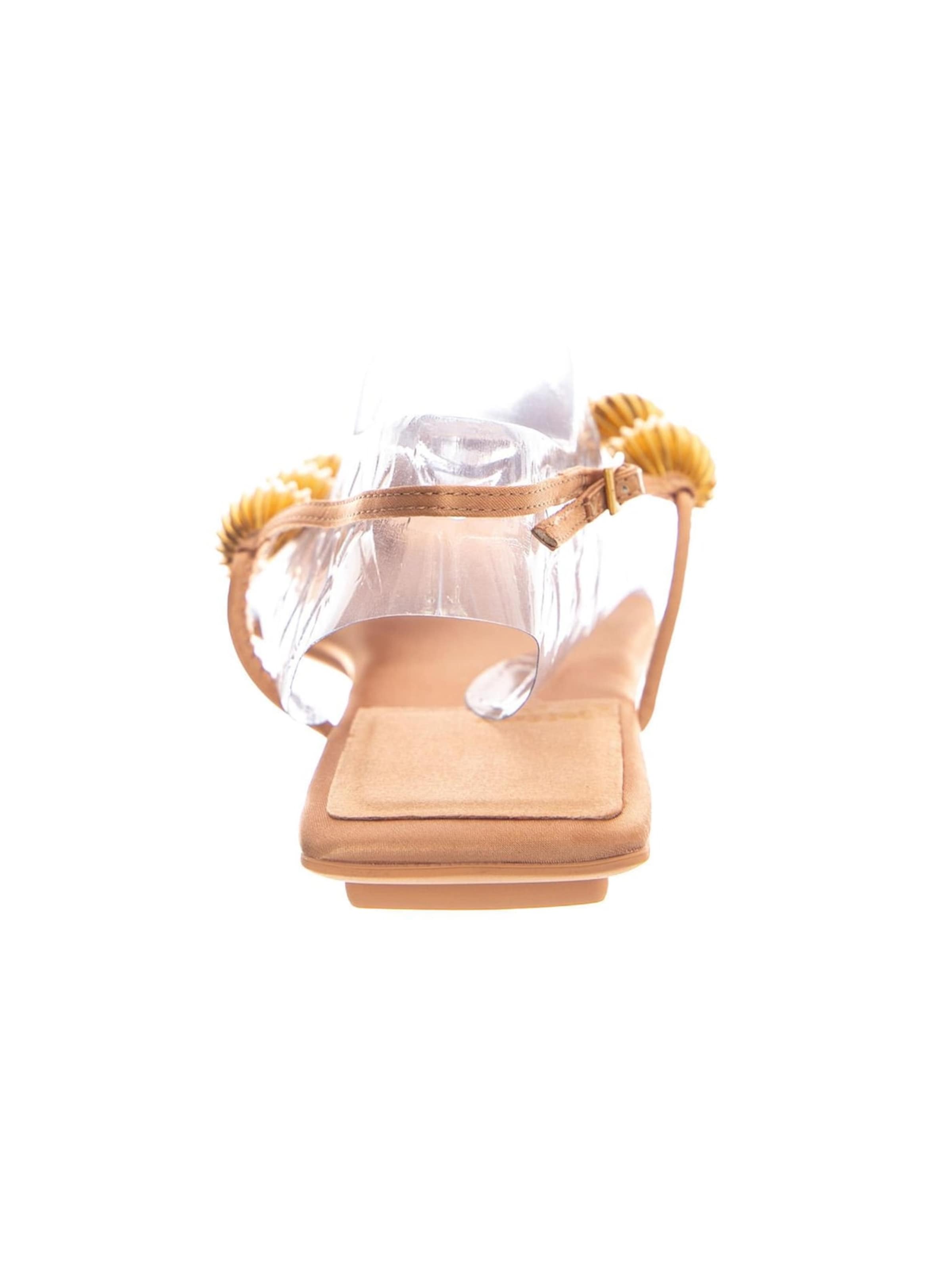Jeffrey Campbell Sandaal 'YUCATAN BEIGE SATIN GOLD' in Beige