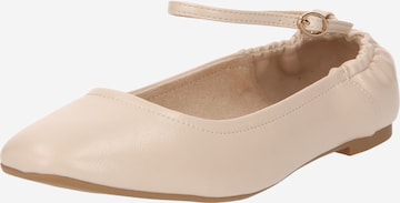 Bata Ballerina met riempjes in Beige: voorkant