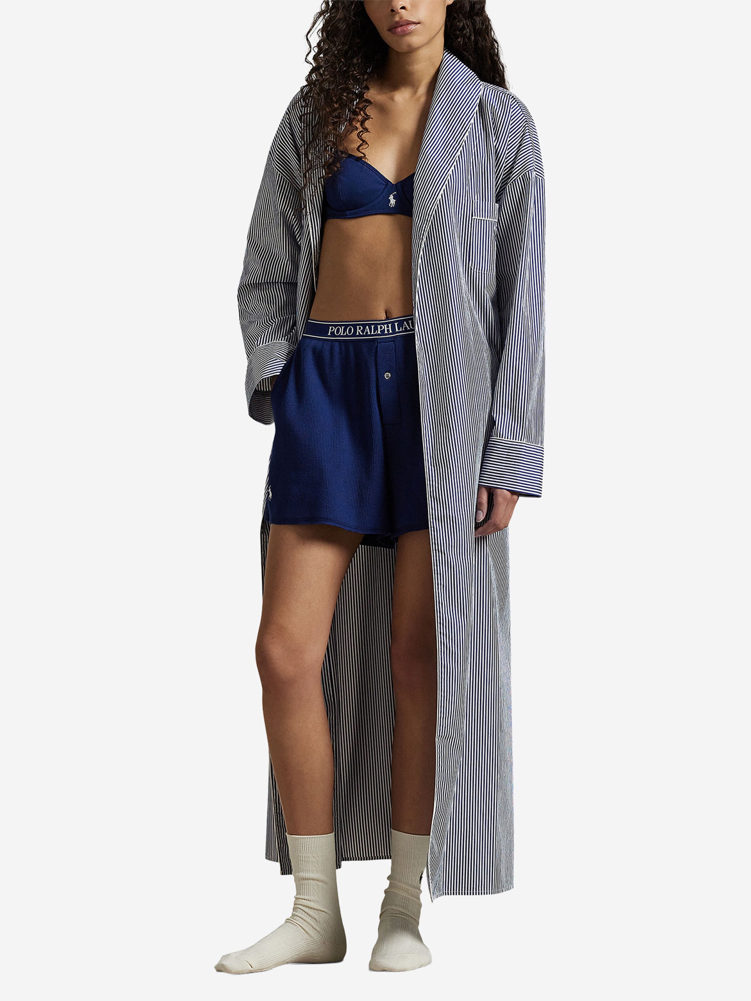 Polo Ralph Lauren Bathrobe short ' Shirting Stripes ' in Purple