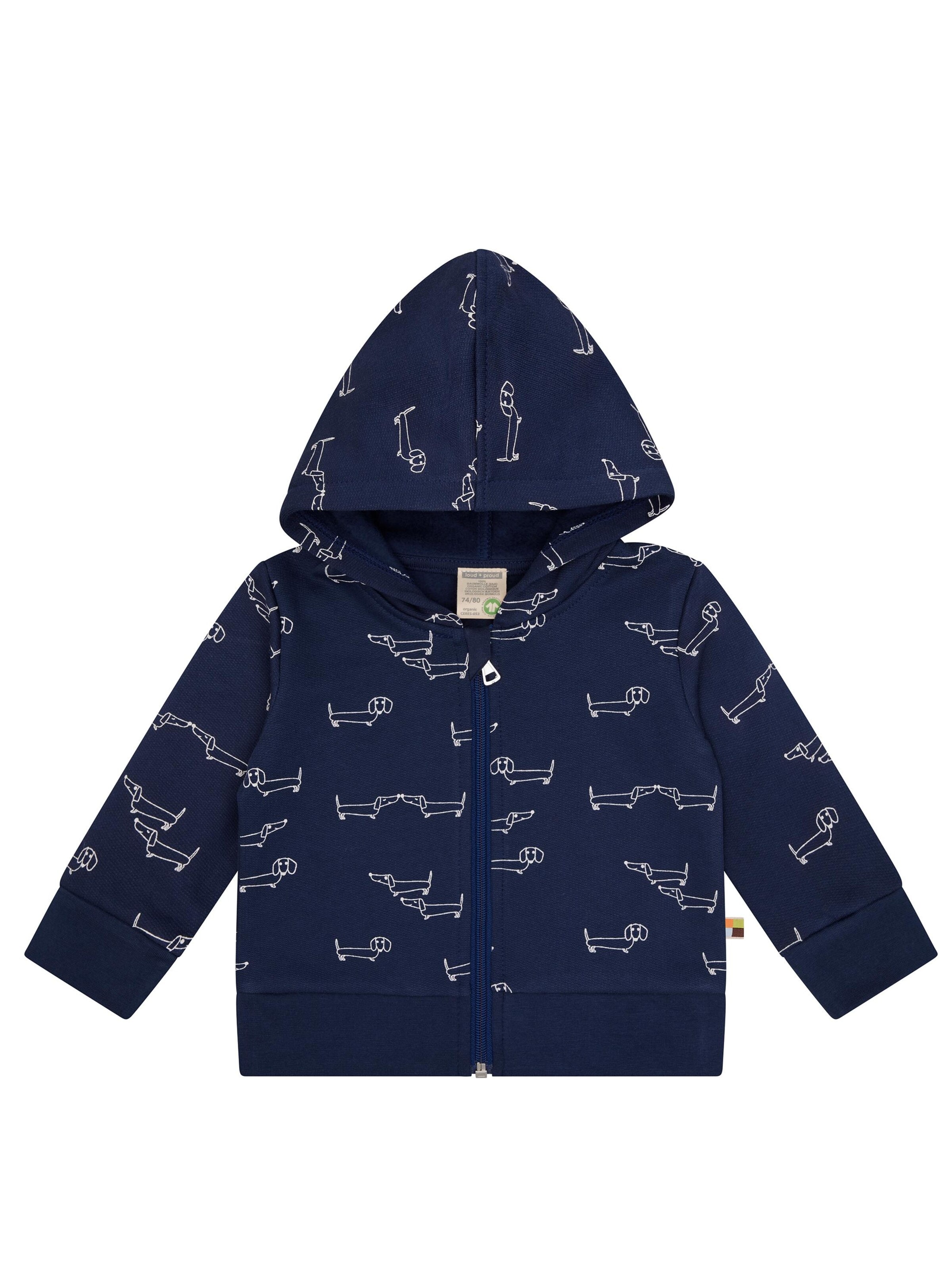 loud + proud Zip-Up Hoodie in Blue: front