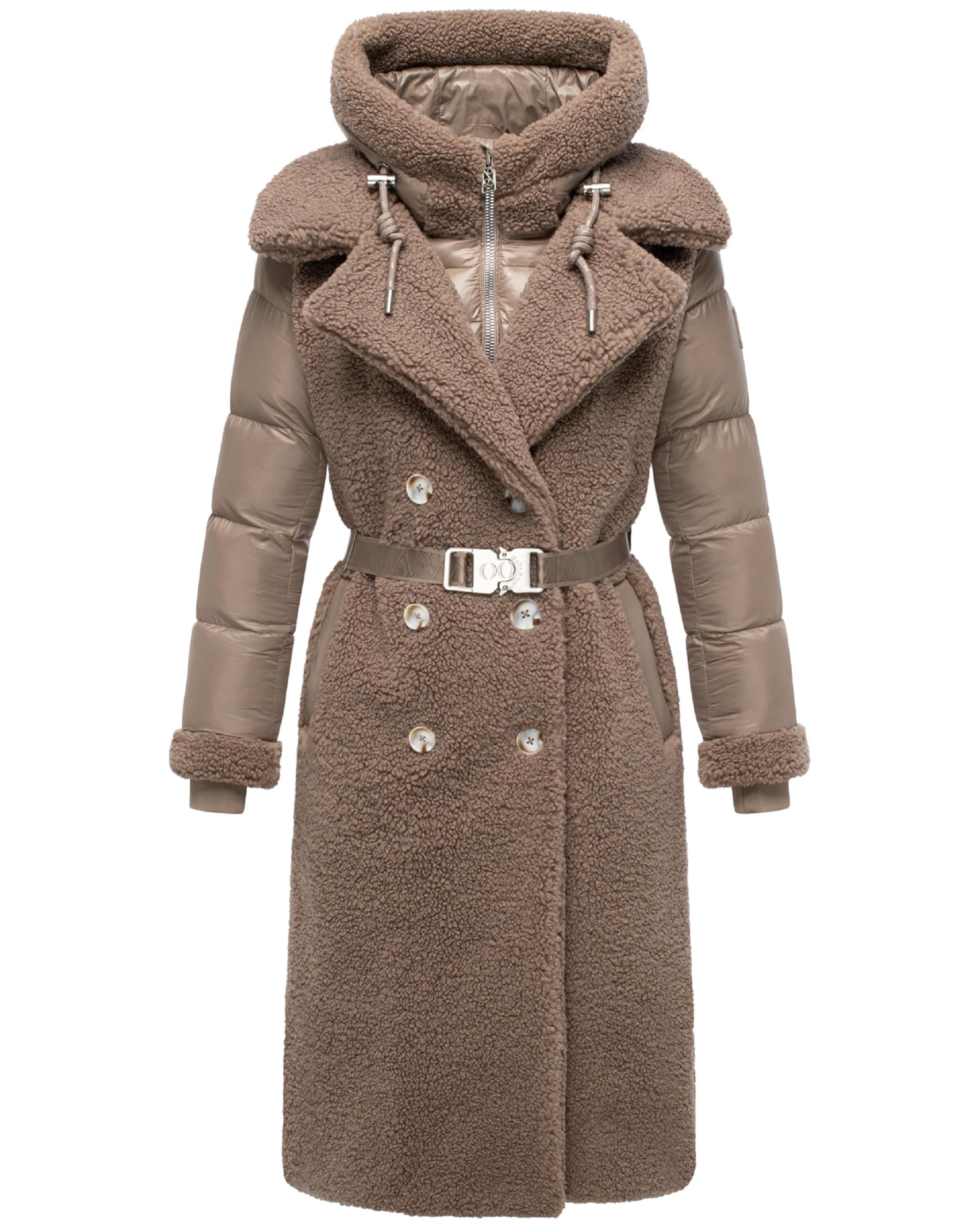 NAVAHOO Wintermantel 'Kuscheltraum 14' in Bruin: voorkant
