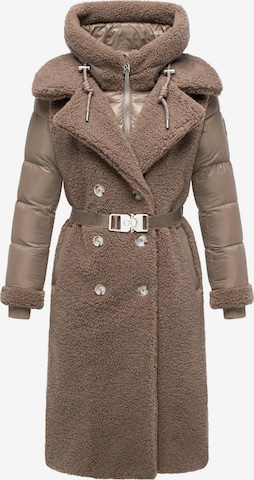 NAVAHOO Wintermantel 'Kuscheltraum 14' in Braun: Vorderseite