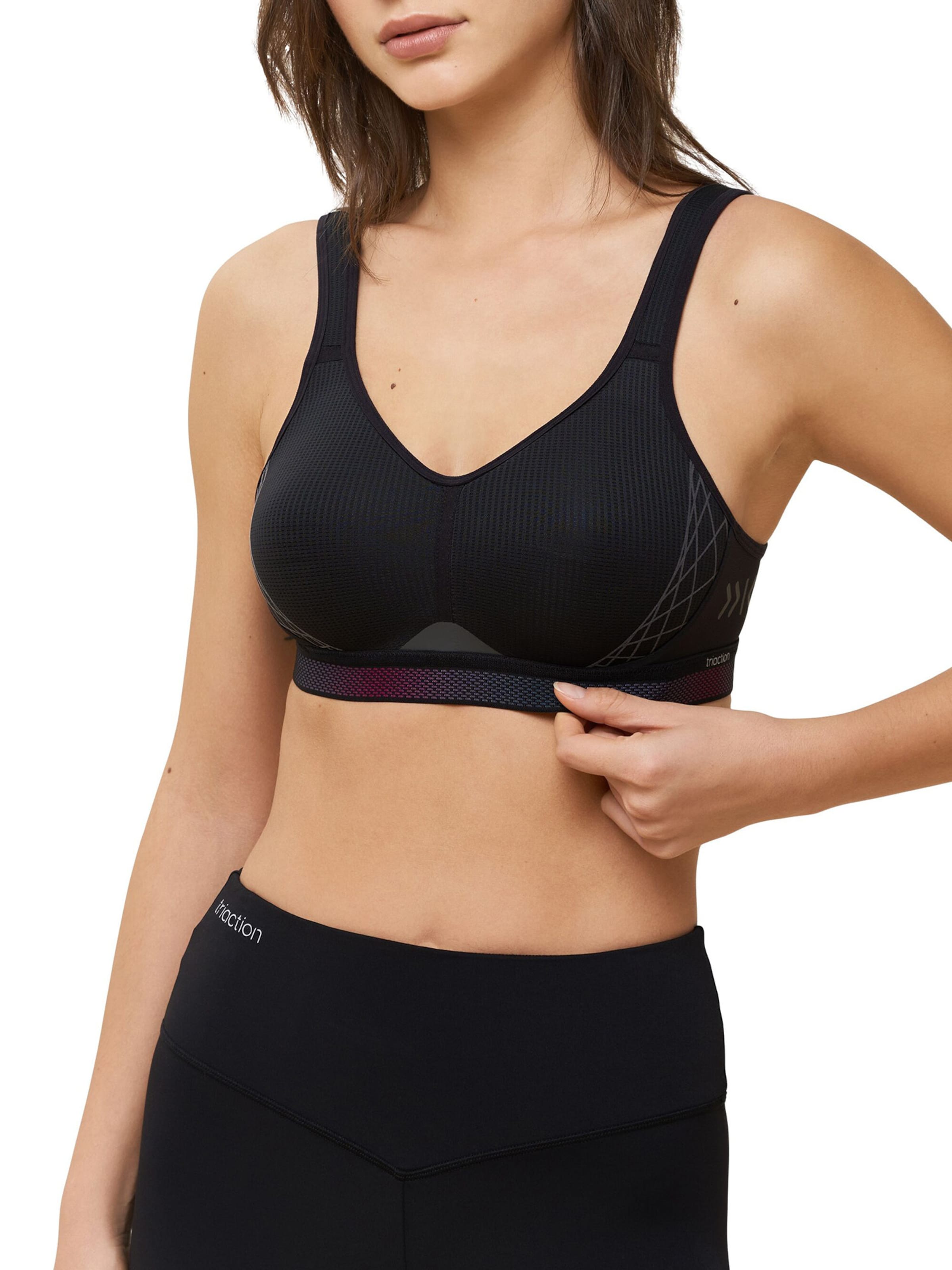 TRIUMPH High support BH ' Triaction Cardio Flow ' in Zwart: voorkant