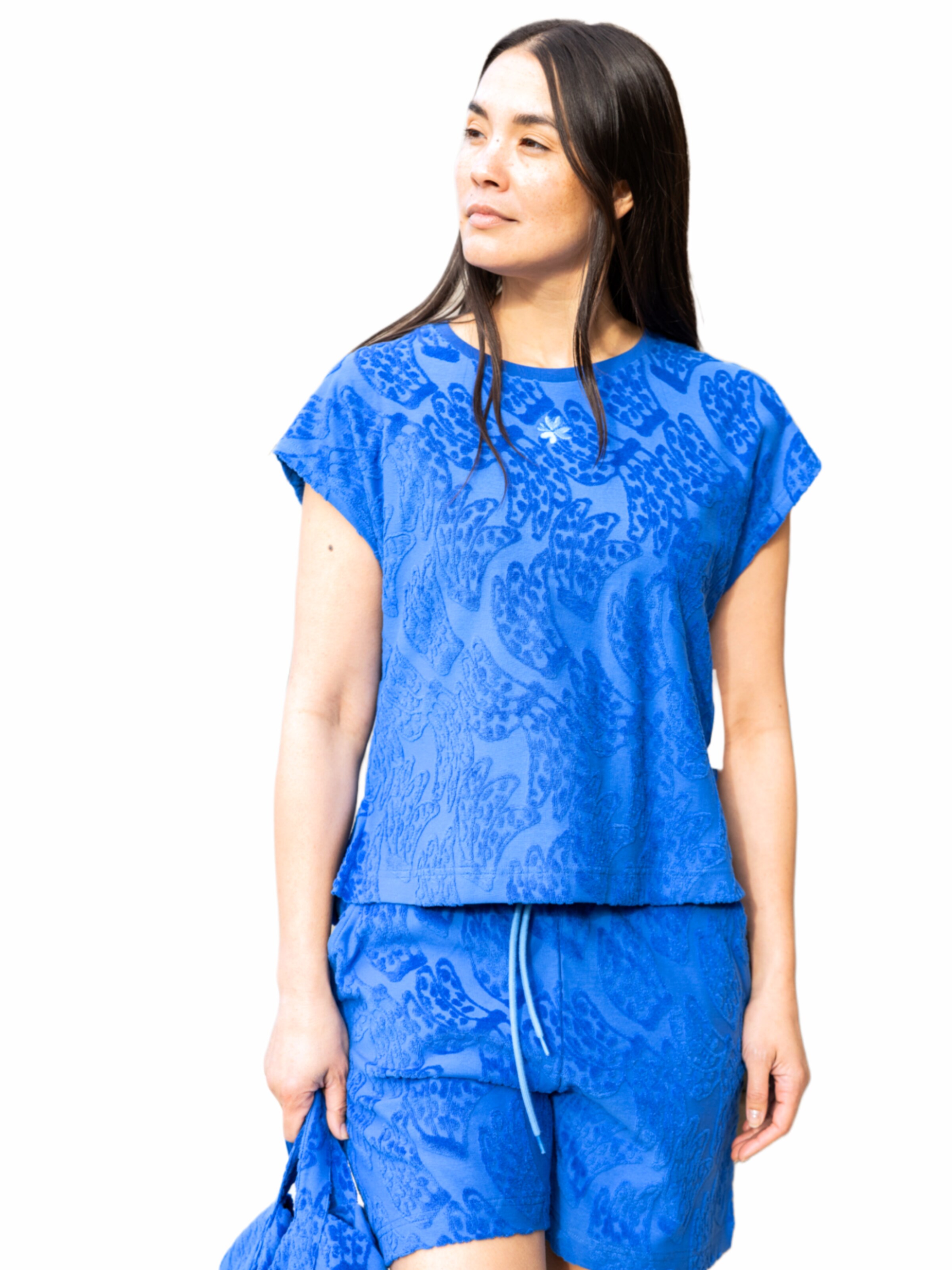 LIKS. Munich - regular Pantalón 'Kurze Frottee Hose' en azul