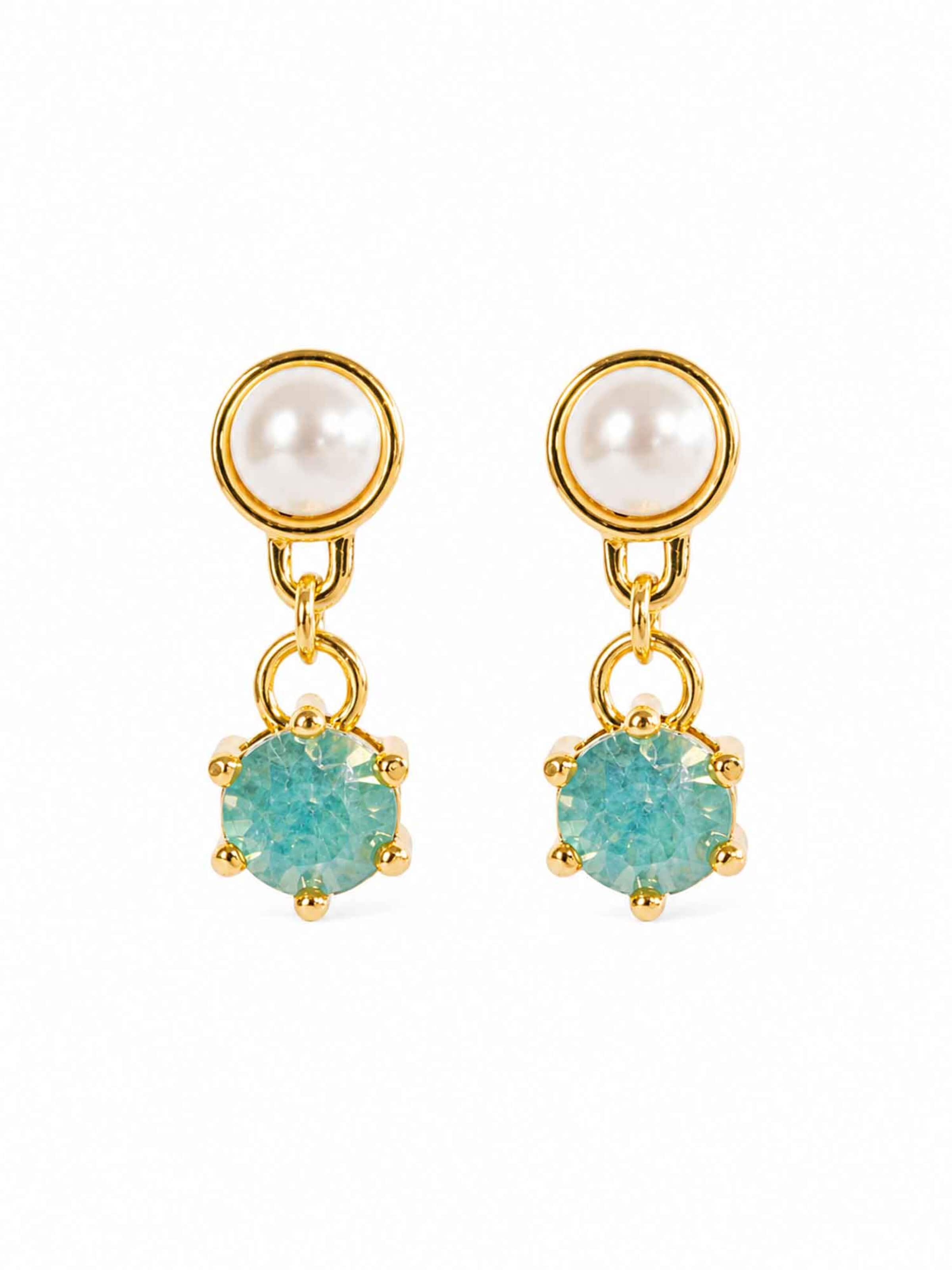 RteRme - Pendientes 'Ersa Glass Pearl Seafoam Crystal Drop Earrings' en oro: frente