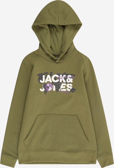 Jack & Jones Junior Sweatshirt 'DUST' in oliv / lila / schwarz / weiß, Produktansicht