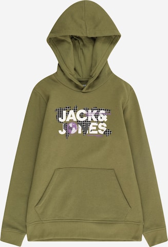 Bluză de molton 'DUST' de la Jack & Jones Junior pe verde: față